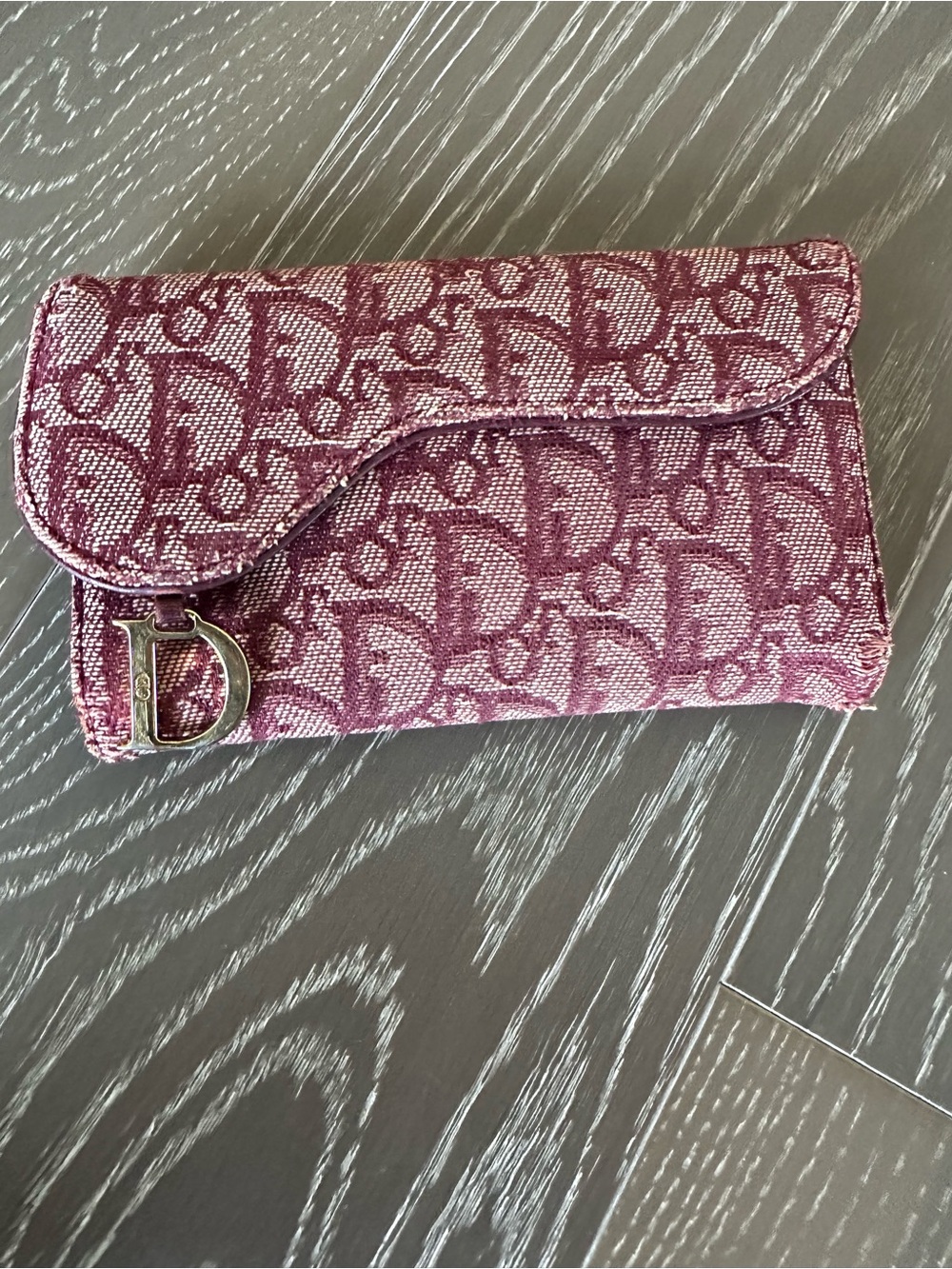 Christian Dior Trifold Saddle Wallet in Pink/Burgundy - Picture 5 of 7